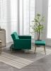 COOLMORE Velvet Accent Chair with Adjustable Armrests and Backrest; Button Tufted Lounge Chair; Single Recliner Armchair with Ottoman