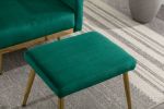 COOLMORE Velvet Accent Chair with Adjustable Armrests and Backrest; Button Tufted Lounge Chair; Single Recliner Armchair with Ottoman