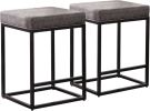 Backless Barstools Set of 2; 24" Modern Counter Height Stool Industrial Faux Leather Island Stool; Dark Gray
