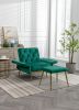 COOLMORE Velvet Accent Chair with Adjustable Armrests and Backrest; Button Tufted Lounge Chair; Single Recliner Armchair with Ottoman