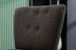 Teddy Fabric Button Accent Slipper Chair With Wooden Legs For Dining Room Living Room Bedroom,Dark Gray