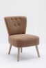 Teddy Fabric Button Accent Slipper Chair With Wooden Legs For Dining Room Living Room Bedroom,Brown