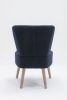 Teddy Fabric Button Accent Slipper Chair With Wooden Legs For Dining Room Living Room Bedroom,Blue