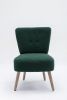 Teddy Fabric Button Accent Slipper Chair With Wooden Legs For Dining Room Living Room Bedroom,Green