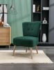 Teddy Fabric Button Accent Slipper Chair With Wooden Legs For Dining Room Living Room Bedroom,Green