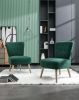 Teddy Fabric Button Accent Slipper Chair With Wooden Legs For Dining Room Living Room Bedroom,Green