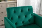 COOLMORE Velvet Accent Chair with Adjustable Armrests and Backrest; Button Tufted Lounge Chair; Single Recliner Armchair with Ottoman