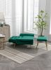 COOLMORE Velvet Accent Chair with Adjustable Armrests and Backrest; Button Tufted Lounge Chair; Single Recliner Armchair with Ottoman