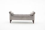 52" Bed Bench Grey Velvet