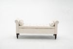 52" Bed Bench Beige Velvet