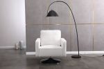 Modern Teddy Fabric Swivel Accent Chair , Comfy Armchair with 360 Degree Swiveling for Living Room, Bedroom, Reading Room, Home Office (White)