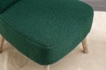 Teddy Fabric Button Accent Slipper Chair With Wooden Legs For Dining Room Living Room Bedroom,Green