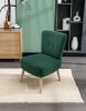 Teddy Fabric Button Accent Slipper Chair With Wooden Legs For Dining Room Living Room Bedroom,Green