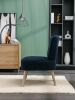 Teddy Fabric Button Accent Slipper Chair With Wooden Legs For Dining Room Living Room Bedroom,Blue