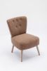 Teddy Fabric Button Accent Slipper Chair With Wooden Legs For Dining Room Living Room Bedroom,Brown