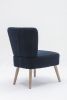 Teddy Fabric Button Accent Slipper Chair With Wooden Legs For Dining Room Living Room Bedroom,Blue