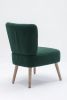 Teddy Fabric Button Accent Slipper Chair With Wooden Legs For Dining Room Living Room Bedroom,Green