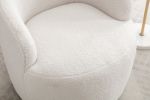 Teddy Fabric Swivel Accent Armchair Barrel Chair With Black Powder Coating Metal Ring; Ivory White
