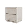 Modern Style Soild Wood 2-Drawer Nightstand Side Table for Bedroom; Living Room; Stone Gray