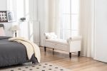 52" Bed Bench Beige Velvet