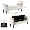 52" Bed Bench Beige Velvet