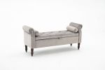 52" Bed Bench Grey Velvet