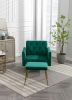 COOLMORE Velvet Accent Chair with Adjustable Armrests and Backrest; Button Tufted Lounge Chair; Single Recliner Armchair with Ottoman