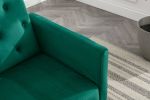 COOLMORE Velvet Accent Chair with Adjustable Armrests and Backrest; Button Tufted Lounge Chair; Single Recliner Armchair with Ottoman
