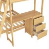 Twin over Full Bunk Bed with Built-in Desk and Three Drawers