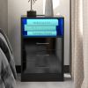 Nightstand with 3 Drawers and Cabinet; USB Charging Ports;  Wireless Charging and Remote Control LED Light