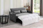Pull Out Sofa Bed; Modern Adjustable Pull Out Bed Lounge Chair with 2 Side Pockets; 2 Pillows for Home Office