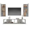 4 Piece TV Cabinet Set Concrete Gray Engineered Wood