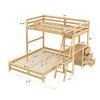 Twin over Full Bunk Bed with Built-in Desk and Three Drawers