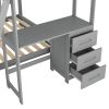 Twin over Full Bunk Bed with Built-in Desk and Three Drawers